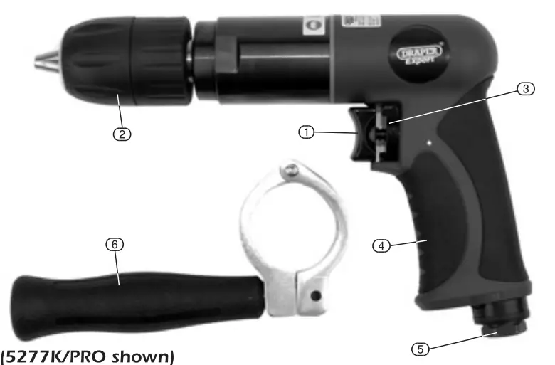 DRAPER 5277K PRO Composite Reversible Air Drills fig3