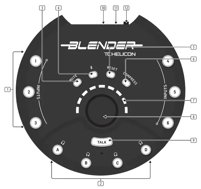 BLENDER Portable 12 8 Stereo Mixer with 12 2 USB Audio Interface and Remote Control-fig1
