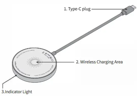 Shenzhen Esorun Technology MAGQOOA Magnetic Wireless Charger - Product Diagram