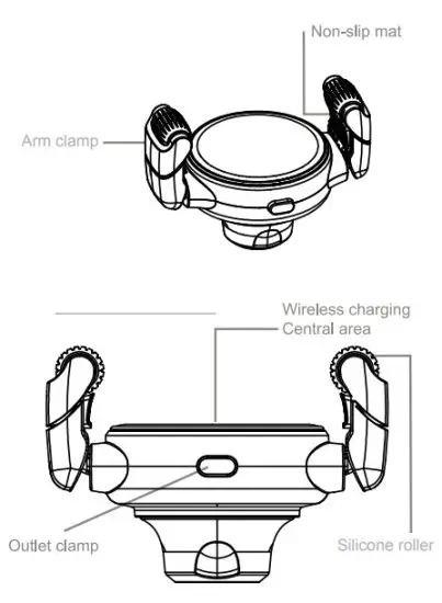 Jowua Taiwan Branch V1101 10W Car Wireless Charging Roller Car Phone Holder - Product description