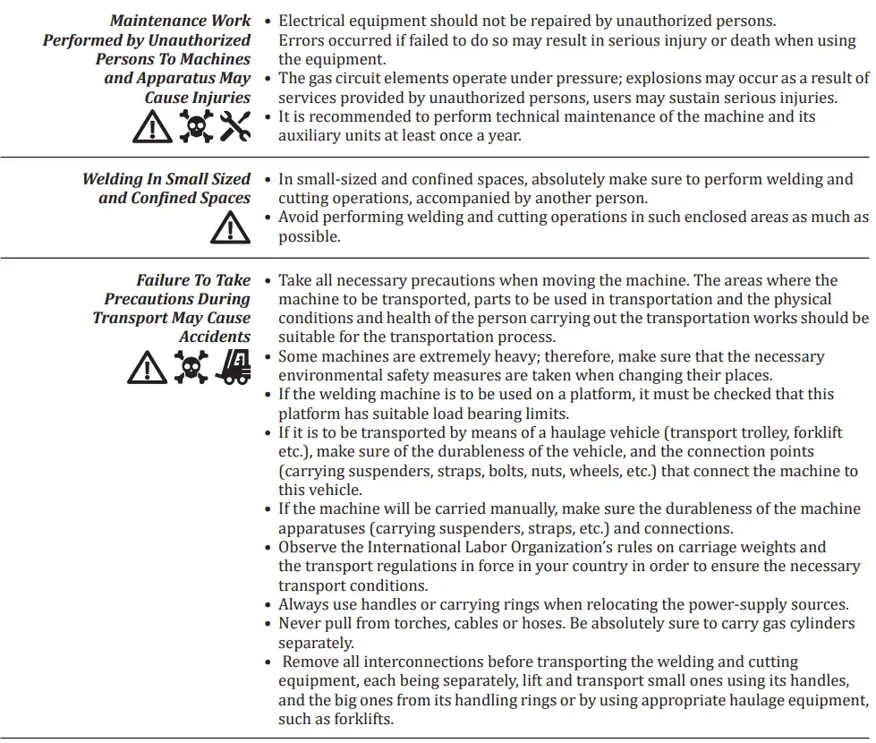 Magmaweld ID 300 E DC Inverter Arc Welding Machine User Manual - SAFETY PRECAUTIONS