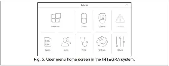 FIG 15 User menu home screen in the INTEGRA system.JPG