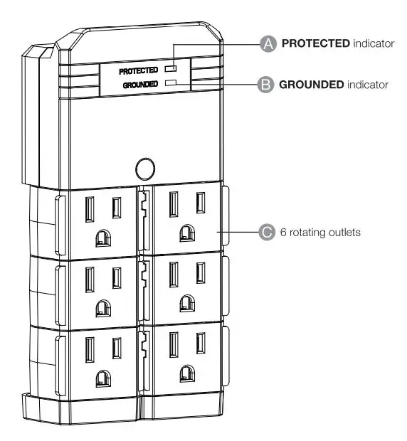 amazon-basics-B07HKJJFKH-Rotating-6-Outlet-Surge-Protector-Wall-Mount-1080-Joules-FIG-1