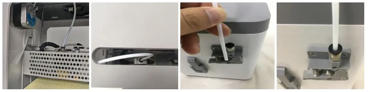 MONOPRICE 40108 Cadet 3D Printer - Insert the Filament Guide Tube into the black Pneumatic Connector on top of the Extruder