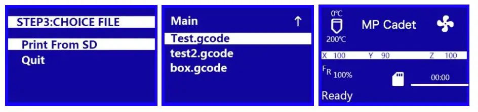 MONOPRICE 40108 Cadet 3D Printer - Press the Knob to select Print From SD