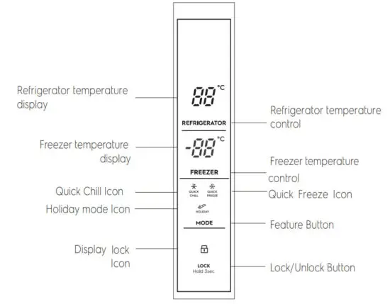Electrolux ESE5401A BPH 528L Side By Side Refrigerator - control panel 1