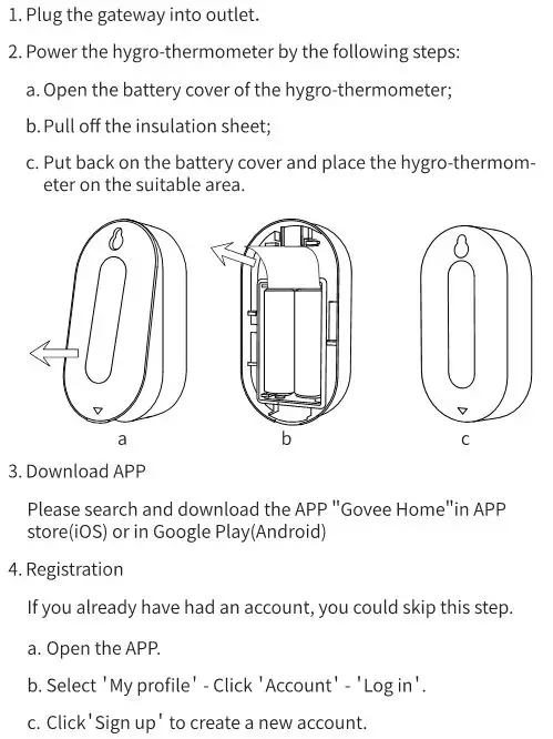 Govee wireless thermo-hygrometer - Instructions 1