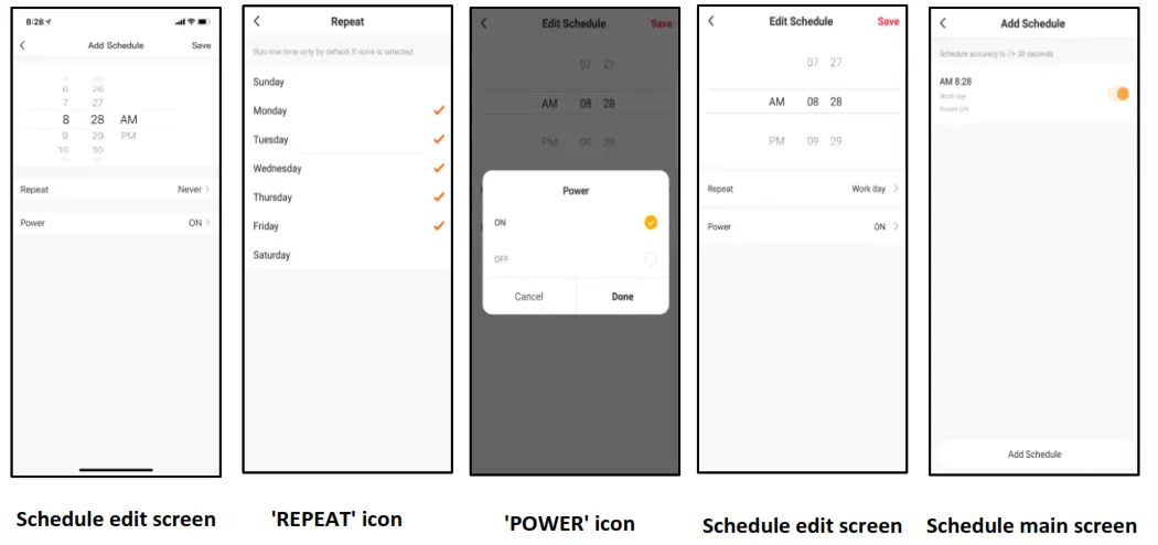 Goldair 10L Dehumidifier with WiFi - icon to set schedule