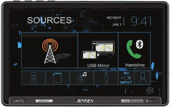 JENSEN Multimedia Receiver with Bluetooth and USBMirror