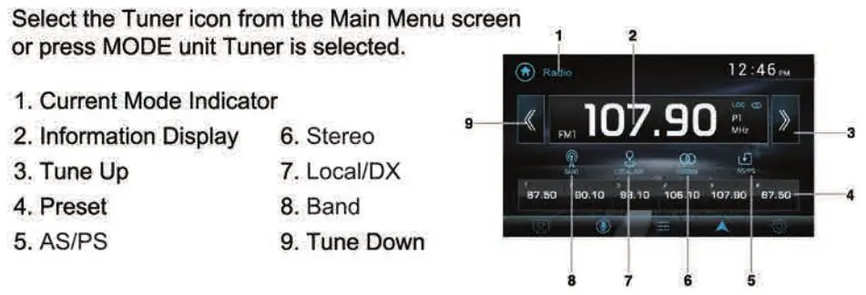 JENSEN Multimedia Receiver with Bluetooth and USBMirror - Tuner Operation
