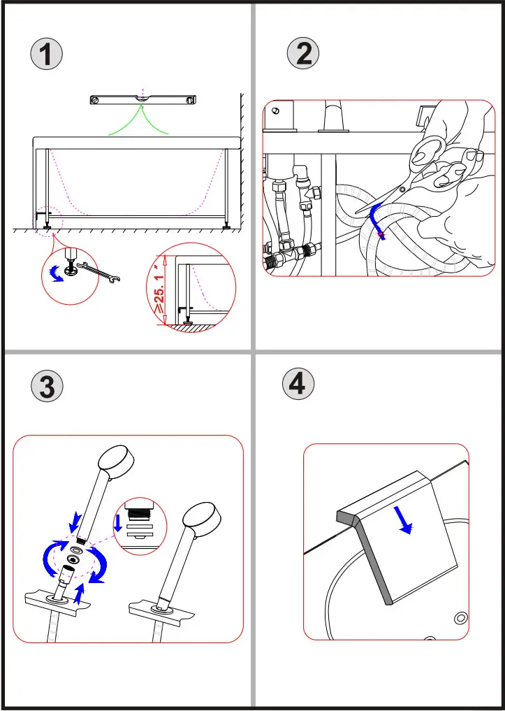 ARIEL PW1547032LW1 Platinum 59 Inch Two Wall Acrylic Whirlpool Tub - Fig