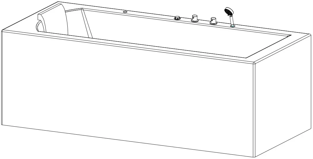 ARIEL PW1547032LW1 Platinum 59 Inch Two Wall Acrylic Whirlpool Tub