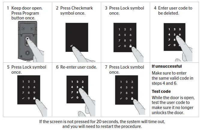 Deleting a single user code