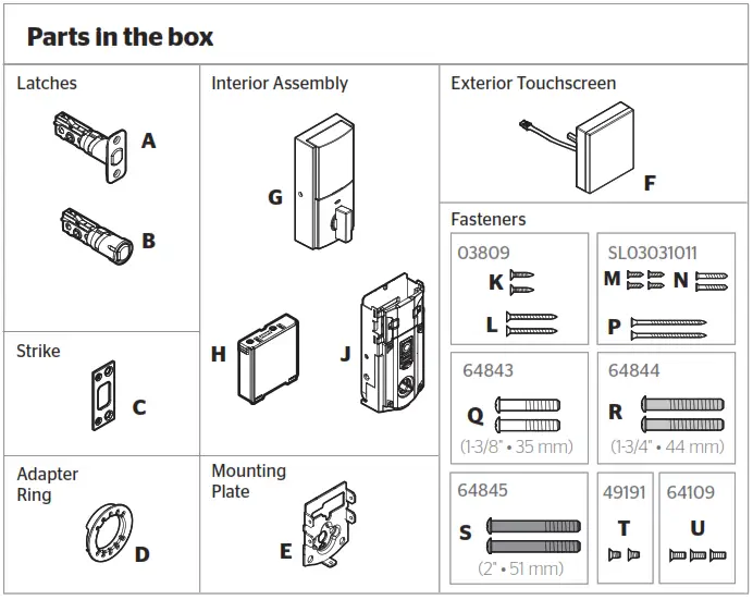 Parts in the box