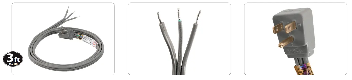 PETRA 15 0343 3ft 15 Amp Grounded Right Angle Plug Head Power Supply Cord - Fig