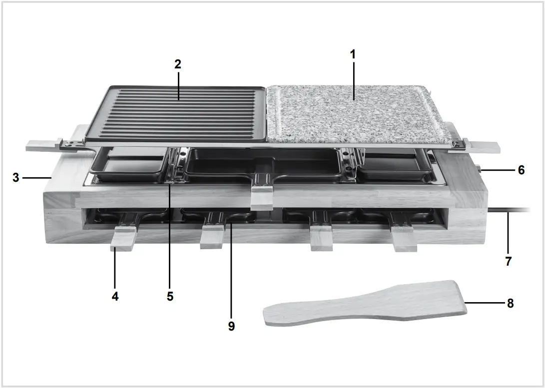 bestron ARG300BW XL Natural Stone Grill Raclette - FIGURE 1