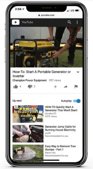 CHAMPION 201069 1200W Portable Generator - mobile