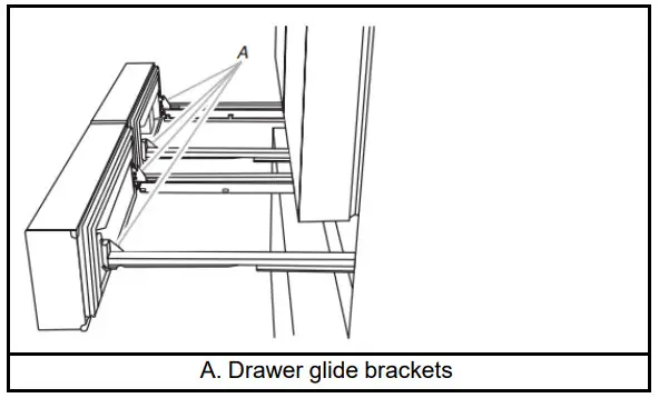 Whirlpool French Door Bottom Mount -Locate the drawer glide brackets