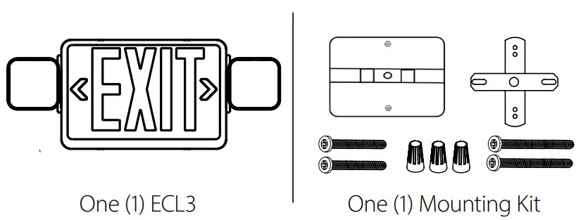 NICOR ECL310UNVWHG2SD ECL3 Slim LED Combo Exit Sign & Emergency Light - What’s In The Box