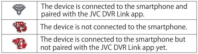 JVC KV-DR305W Dashboard Camera - wireless connection status by the icon