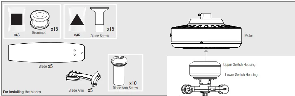 Hunter 53310 Newsome Light 52 Inch Ceiling Fan - Here is what comes in your box 2