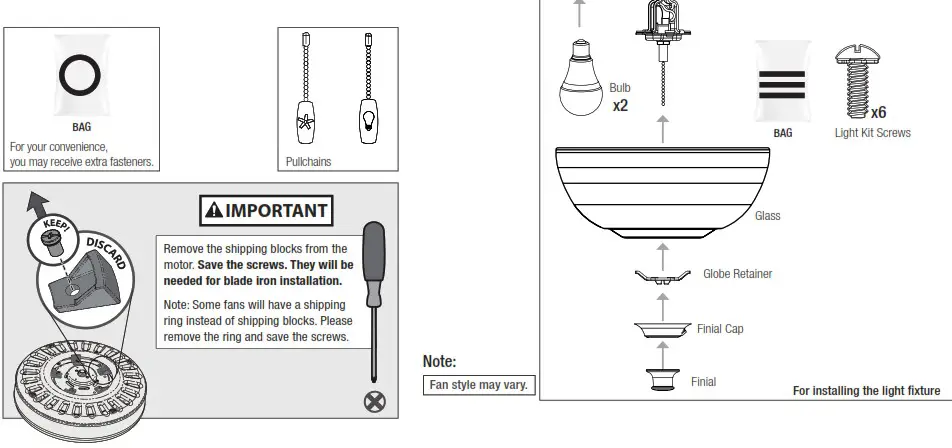 Hunter 53310 Newsome Light 52 Inch Ceiling Fan - Here is what comes in your box 3