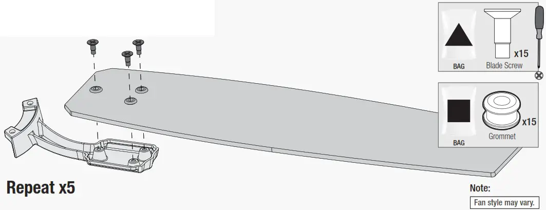 Hunter 53310 Newsome Light 52 Inch Ceiling Fan - Installing the Blades 1