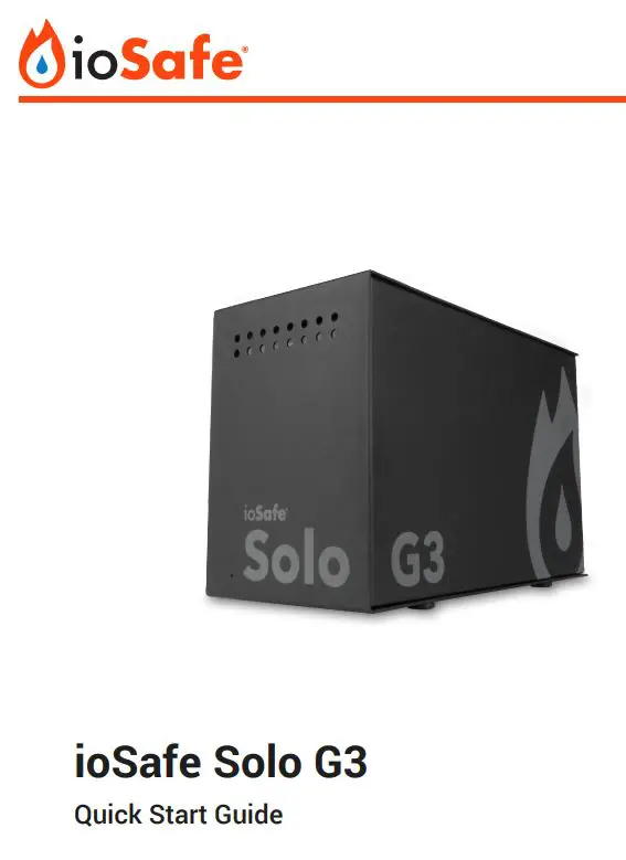 ioSafe Solo G3 Waterproof External HDD User Guide
