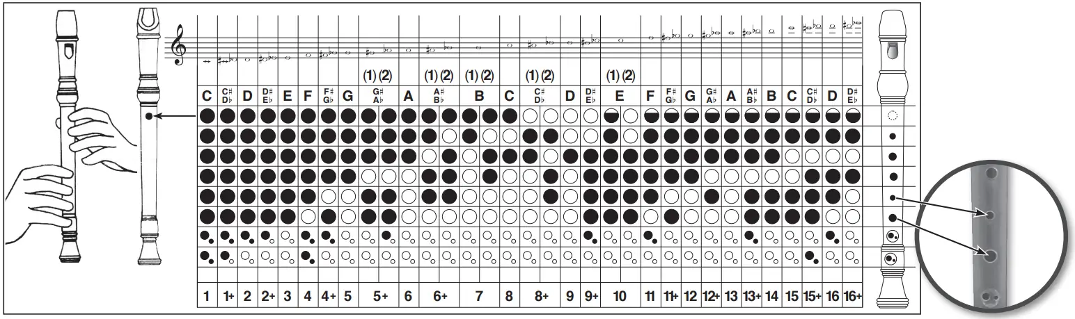 BONTEMPI-31-3810-Recorder-Baroque-Fingering-fig 1