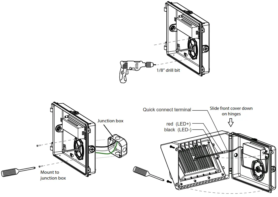 superbrightleds com WPG Series LED Wall Pack with Glass Lens - Mounting to J-box