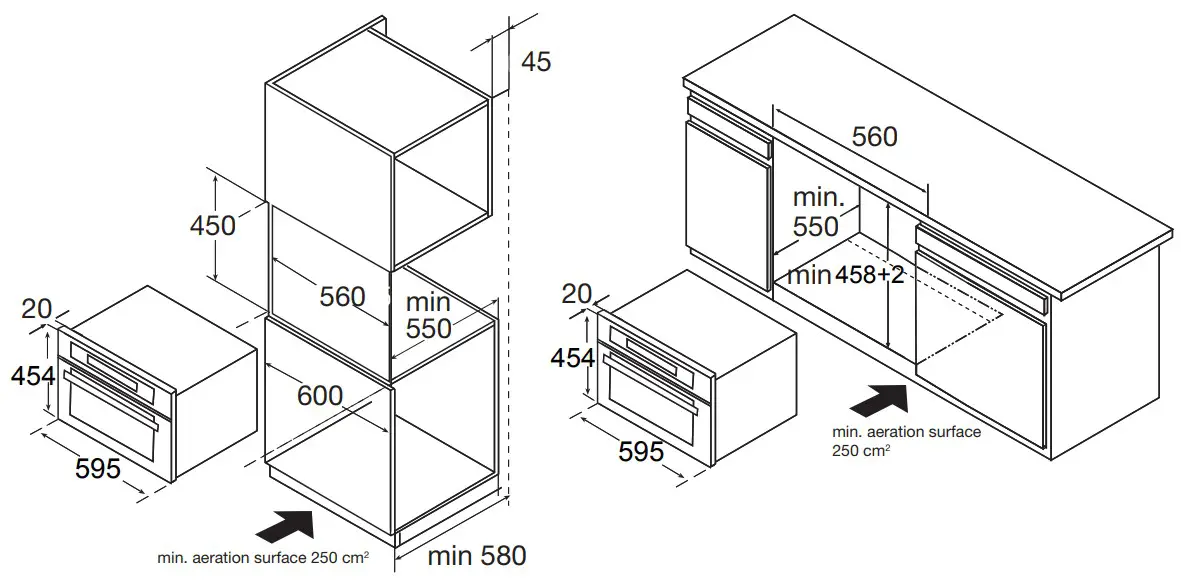 CANDY MIC440VTX 80 Microwave Ovens - dimensions