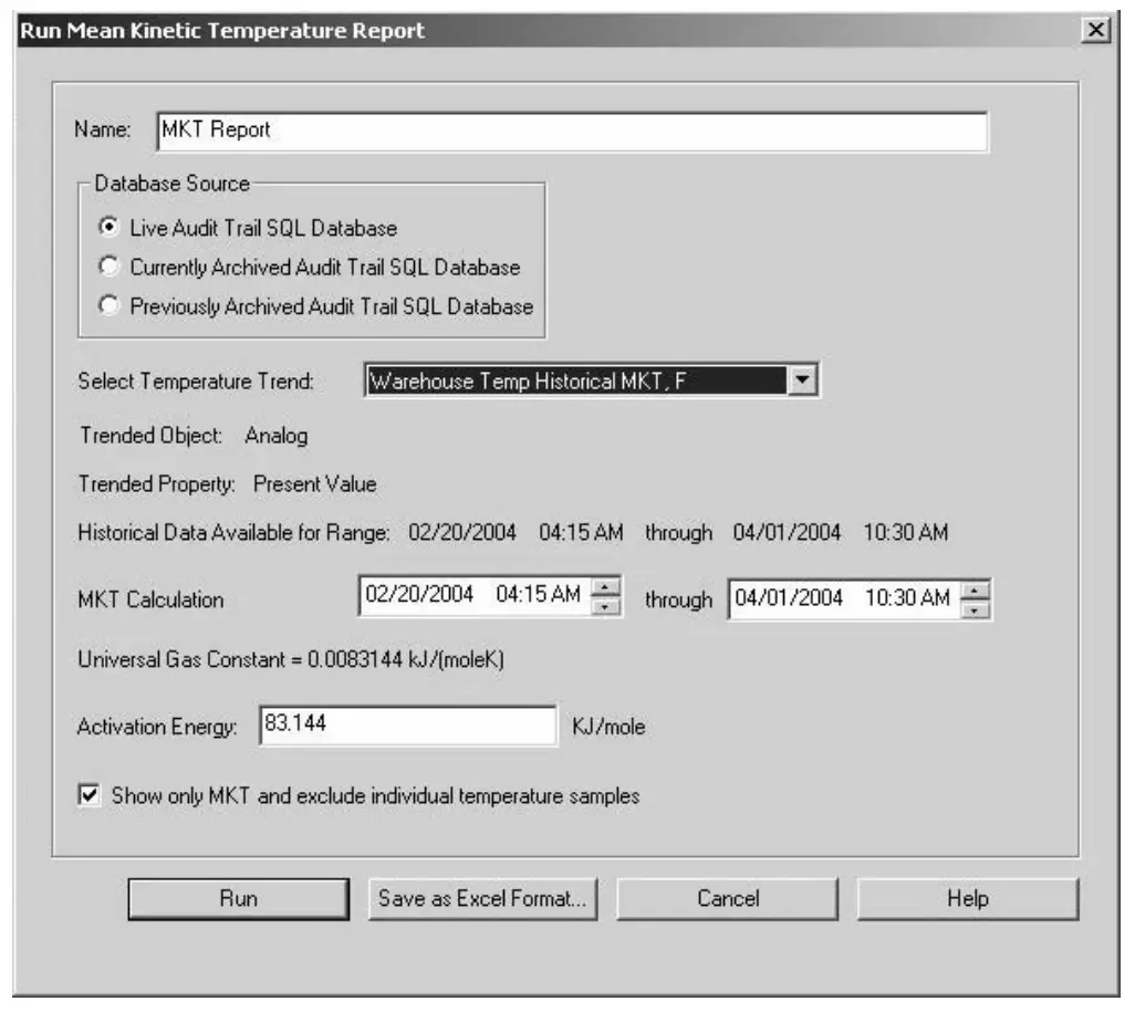 Mean Kinetic Temperature Report setup