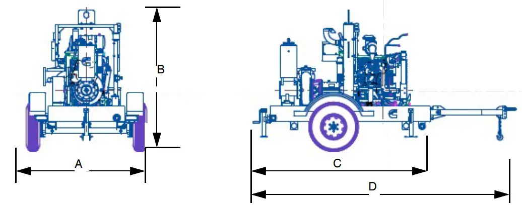 Cummins 1350-2600 Gpm Tier 4 Final Portable Pump - Outline drawings