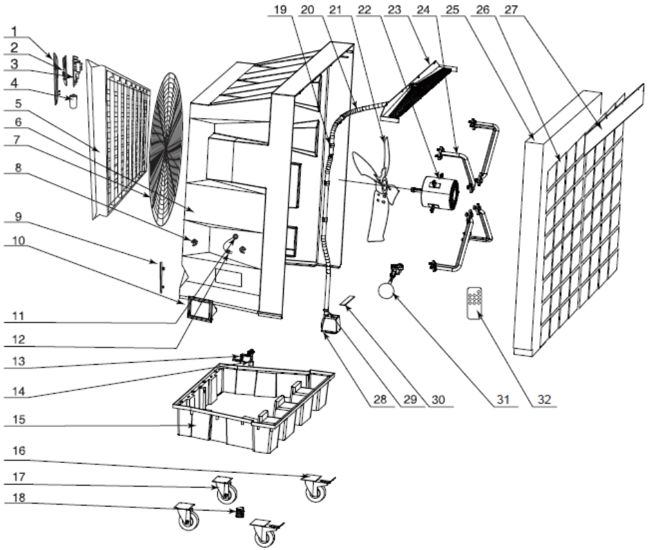 TQB 1027T Evaporative Cooler Pump - Parts Diagram