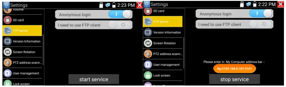 TRIPLETT 8150 CamView5 IP 1080P HD CCTV Tester -- FTP server