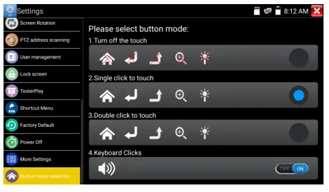 TRIPLETT 8150 CamView5 IP 1080P HD CCTV Tester -- mode selection