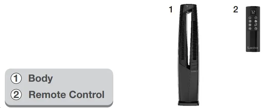 Lasko FHV801 Tower Heater Fan with Remote Control Instruction Manual - Parts Included