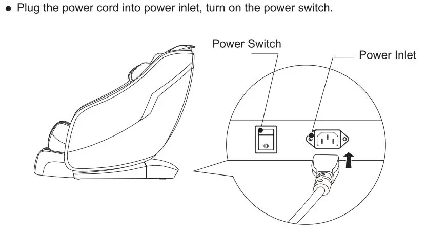 Lifesmart R8370 3D Zero Gravity Massage Chair with Bluetooth Speaker and Body Scan Instruction Manual - How to Switch on the power