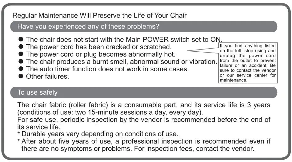 Lifesmart R8370 3D Zero Gravity Massage Chair with Bluetooth Speaker and Body Scan Instruction Manual - Safety check