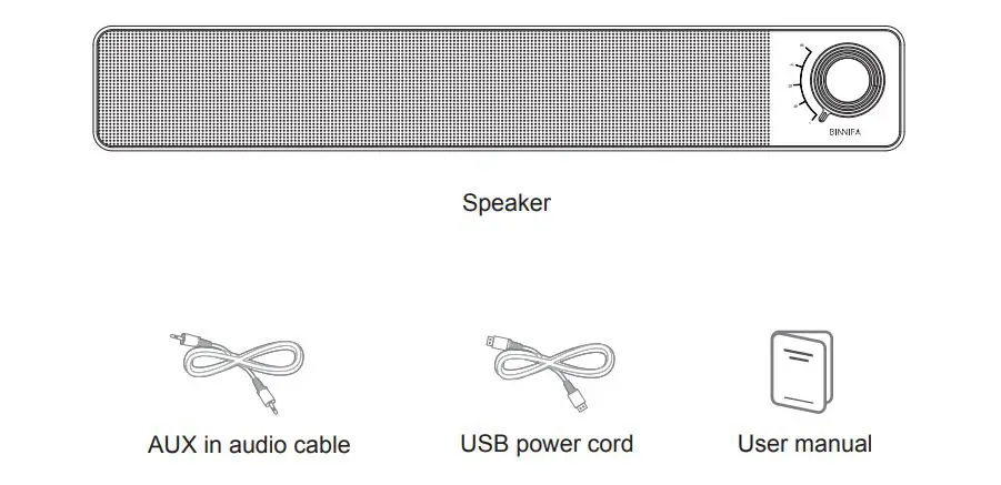 BINNIFA PLAY1D Computer Speaker - Packing List