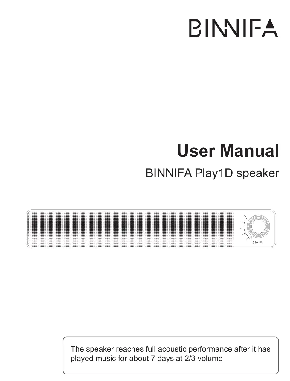 BINNIFA PLAY1D Computer Speaker User Manual