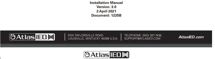 AtlasIED T112 TitanONE Smart Mainframe Power Amplifier Installation Guide