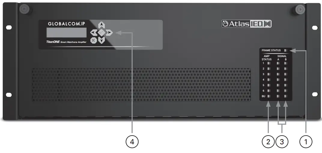 AtlasIED T112 TitanONE Smart Mainframe Power Amplifier Installation Guide - Front Panel