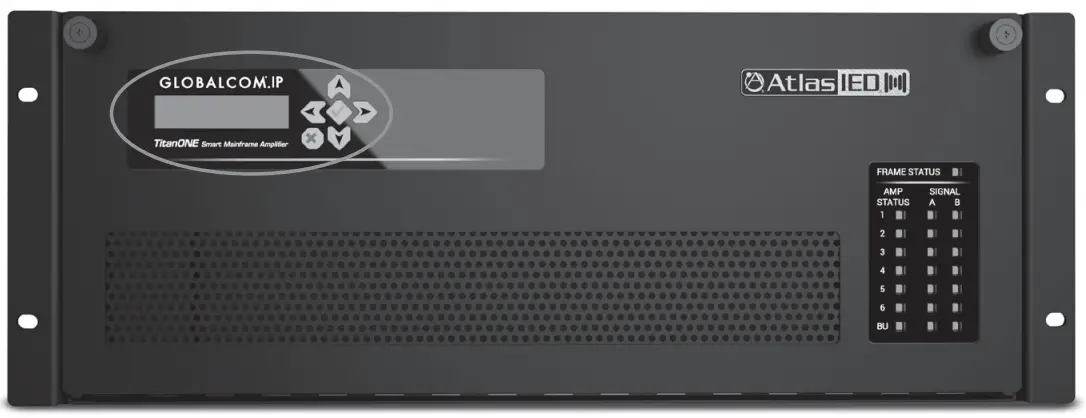 AtlasIED T112 TitanONE Smart Mainframe Power Amplifier Installation Guide - LCD Summary Screen and Main Menu