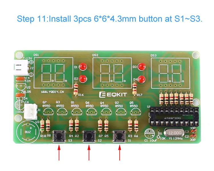 WHDTS 6-Digit Digital Electronic Clock DIY Kits step 11