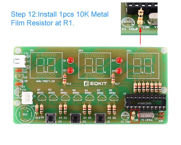 WHDTS 6-Digit Digital Electronic Clock DIY Kits step 12