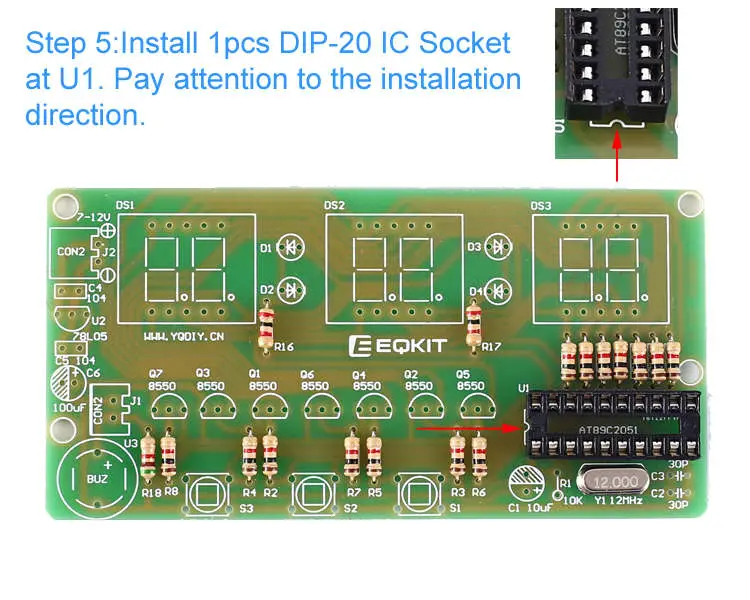 WHDTS 6-Digit Digital Electronic Clock DIY Kits step 5