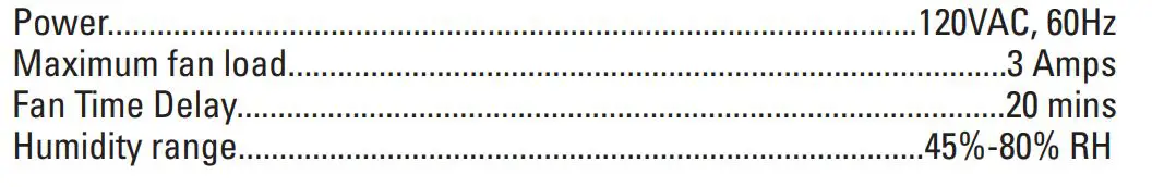 EATON HDFS3P1 Humidity Sensor and Fan Control - SPECIFICATIONS