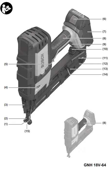 18V-64 GNH Professional Brushless Li-Ion Cordless 18V Nailer Nail Gun-1