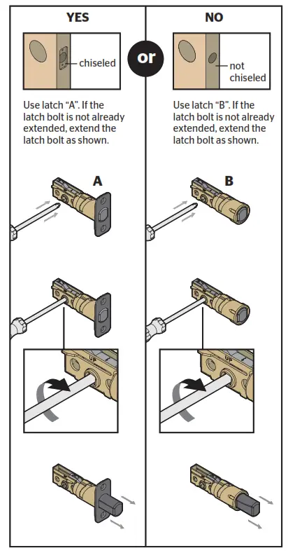 Install the latch and strike A